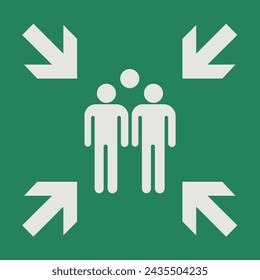 SAFETY CONDITION SIGN PICTOGRAM, EVACUATION MEETING POINT ISO 7010 – E007