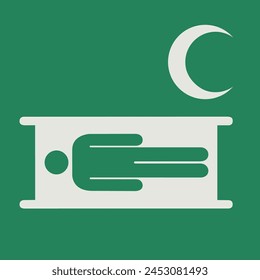 SAFETY CONDITION SIGN PICTOGRAM, STRETCHER WITH CRESCENT MOON ISO 7010 – E013