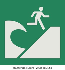 SAFETY CONDITION SIGN PICTOGRAM, TSUNAMI EVACUATION AREA ISO 7010 – E062