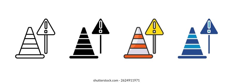 Conjunto de ícones de cone de segurança Coleção de estilos múltiplos