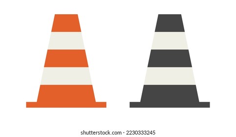 Safety cone icon set. Traffic cones. Construction site traffic control icon. Vector.