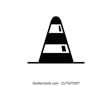 Safety cone. Simple illustration in black and white.