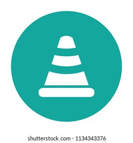 Safety cone traffic vector icon blue background