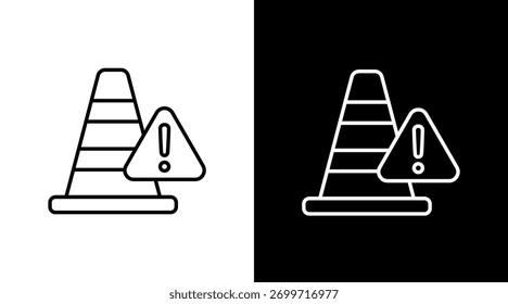 Diseño de conjunto de iconos blancos de cono de seguridad