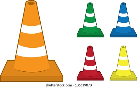 Safety cones in various colors