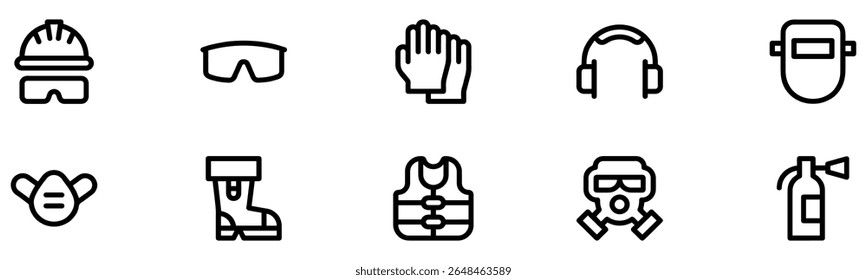 Safety Construction equipment icon set. Construction manufacturing and engineering health and safety icon set. Safety icon pack. Vector illustration. EPS 10