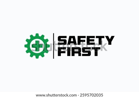 safety construction logo, safety first lettering logo