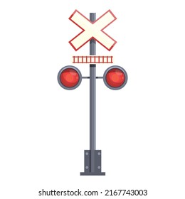Safety crossing rail icon cartoon vector. Open signal. Railway road