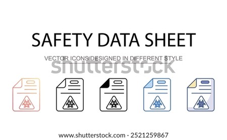 Safety Data Sheet icon design with white background stock illustration