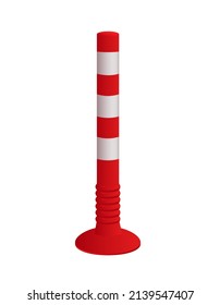 Safety delineator with white stripe. Classic red-orange color. vector road poles. Traffic posts with different types of base.