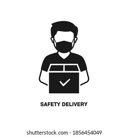 Safety delivery package to prevent the spread of COVID-19 icon concept. Vector illustration