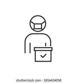 Safety delivery package to prevent the spread of COVID-19 icon concept. Vector illustration