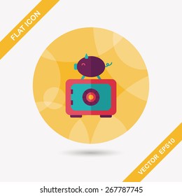 Safety Deposit Box flat icon with long shadow,eps10
