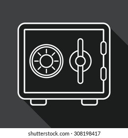 Safety Deposit Box flat icon with long shadow, line icon