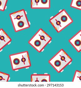 Safety Deposit Box flat icon,eps10 seamless pattern background