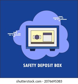 Caja de seguridad diseño de vector plano sobre fondo azul