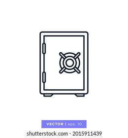 Safety Deposit Box Icon Vector Illustration Design Template. Editable Stroke.