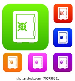 Safety deposit box set icon in different colors isolated vector illustration. Premium collection