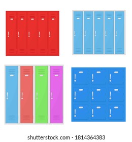 Safety deposit boxes. Colored lockers. Vector illustration isolated on white background
