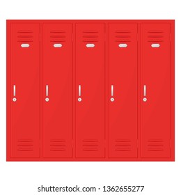 Safety deposit boxes. Red lockers. Vector illustration