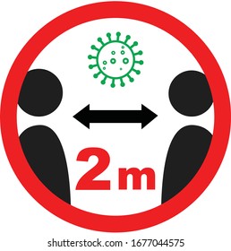 Safety distance advice against spreading coronavirus covid-19, 2 meters, Recommended social distance.