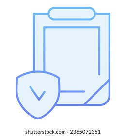 Icono plano del documento de seguridad. Portapapeles con iconos de color azul en estilo plano de moda. Diseño de degradado de póliza de seguro, diseñado para web y app. Eps 10