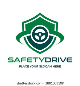 Safety drive vector logo template. This design use shield and secure symbol. Suitable for protection.