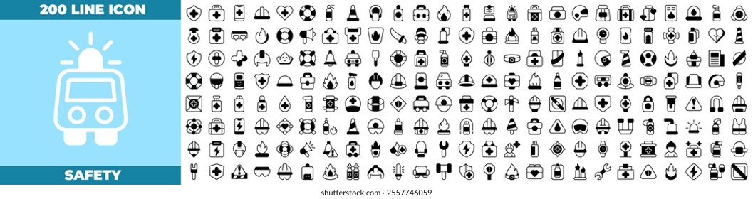 Safety Duotone Editable Icons set. Vector illustration in modern thin line style of safety icons: property, health, life insurances, etc