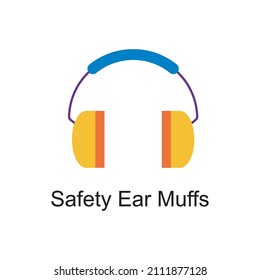 Safety Ear Muffs Vector Flat Icon Design Illustration. Home Improvements Symbol On White Background EPS 10 File