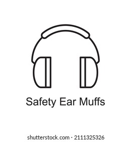 Safety Ear Muffs Vector Outline Icon Design Illustration. Home Improvements Symbol On White Background EPS 10 File