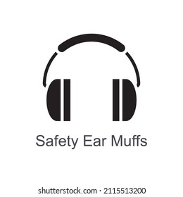 Safety Ear Muffs Vector Solid Icon Design Illustration. Home Improvements Symbol On White Background EPS 10 File