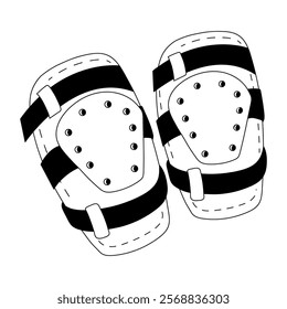 Safety elbow pads illustration in hand drawn style 
