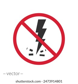 seguridad de la electricidad icono, antiestático, quitar el Recargo de superficie, símbolo plano sobre fondo blanco - Ilustración vectorial