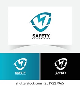 Plantilla de diseño de logotipo de electricidad de seguridad. Relámpago con el Vector del logotipo del escudo, Inspiración eléctrica del logotipo de la seguridad