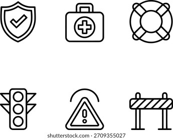 Iconos de la seguridad y de la emergencia fijados Vector