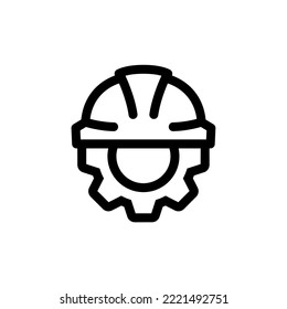 Safety engineer icon. Gear and helmet icon.