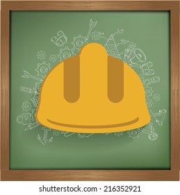 Safety engineering design on blackboard background,clean vector