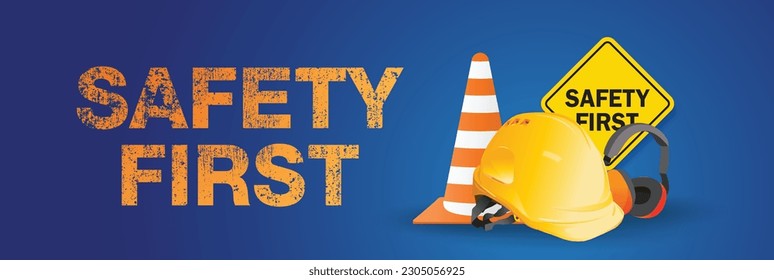 safety equipment, construction concept, Yellow safety hard hat. Vector illustration