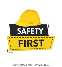 safety equipment, construction concept, Yellow safety hard hat. Vector illustration