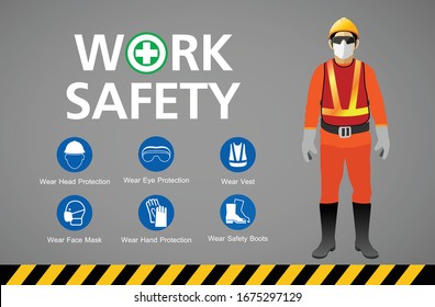 equipo de seguridad, concepto de construcción, ilustración del vector