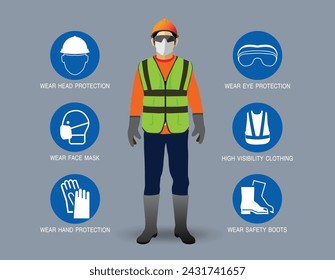 Equipo de seguridad, concepto de construcción, ilustración vectorial