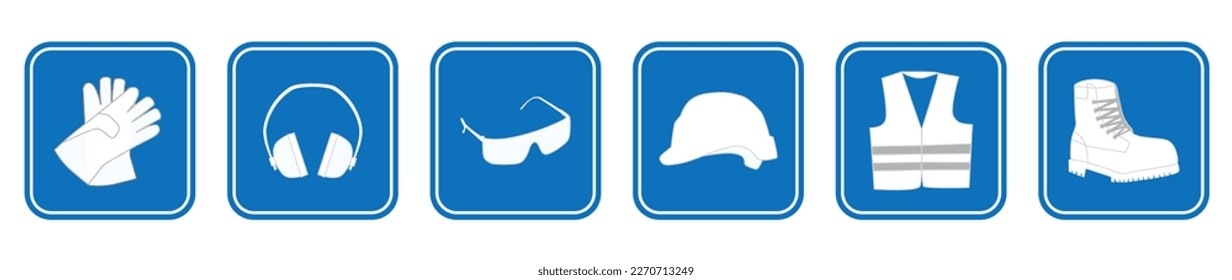 Safety equipment in grey tone blue icon, vector