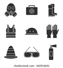 Safety equipment icon set