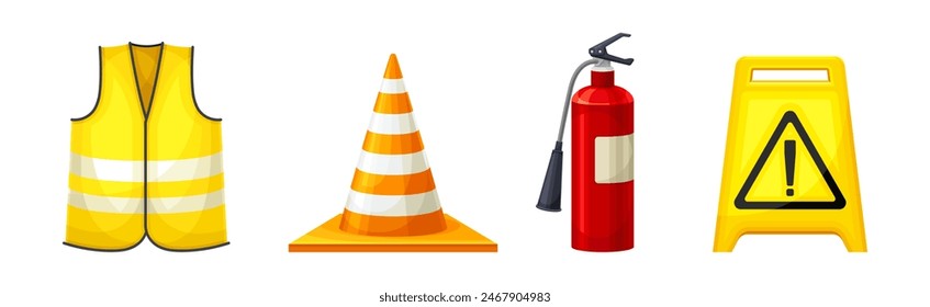 Safety Equipment and Object for Industrial Work Vector Set