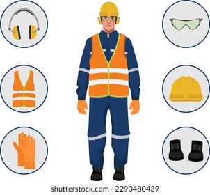 safety equipment or personal protective equiptments ppe vector illustration in work place - Shutterstock ID 2290480439
