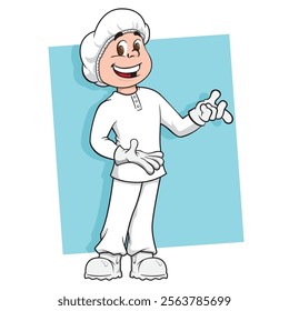 Safety equipment PPE, mascot with decontaminated clothing. Ideal for educational and informative medical materials