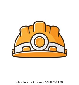 Safety equipment RGB color icon. Worker helmet for secure work. Builder hardhelmet. Headgear for engineer. Protection from incident. Part of workman uniform. Isolated vector illustration