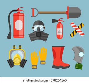 Safety equipment vector set.