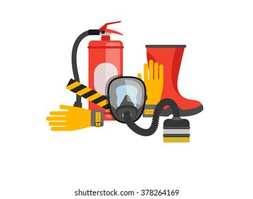 Safety equipment vector set