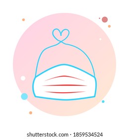 Safety face mask in circle icon. Industrial safety N95 mask, dust protection respirator and breathing medical respiratory mask. Hospital or pollution protect face masking. Face pollution mask vector. 